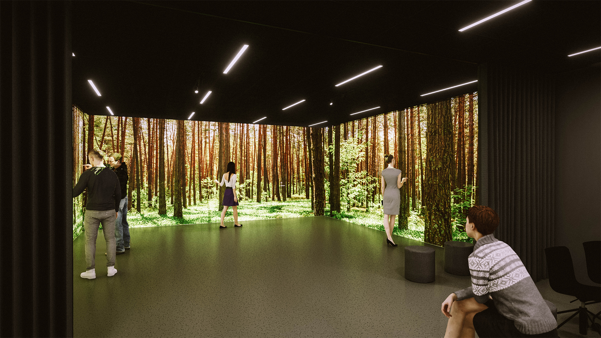 1920 x 1080 Ähtärin kampus – kuvakaappaus virtuaalimallista – immersiivinen tila 1